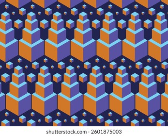 Abstract geometric hexagon tower isometric background pattern