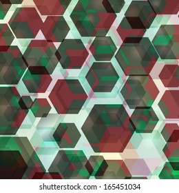 abstract geometric hexagonal background with stylish retro concept colors