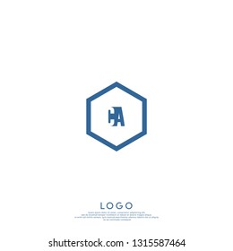 abstract geometric hexagonal CA logo letters design concept in shadow shape