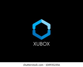 abstract geometric hexagonal cube box logo icon for corporate business, apps, data technology. symbol template Vector illustration.