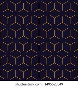 Abstract geometric  hexagonal golden graphic design print 3d cubes pattern. Vector seamless  geometric cubes pattern.