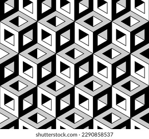 Abstract geometric  hexagonal  graphic design print 3d cubes pattern. Vector seamless  geometric cubes pattern.