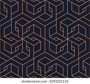 Conception graphique abstraite géométrique hexagonale imprimant le motif de cubes 3d. Image vectorielle motif harmonieux de cubes géométriques.