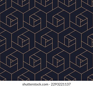 Abstract geometric  hexagonal  graphic design print 3d cubes pattern. Vector seamless  geometric cubes pattern.