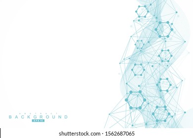 Abstract geometric hexagonal molecular structures in technology background. Structure molecule and communication. 