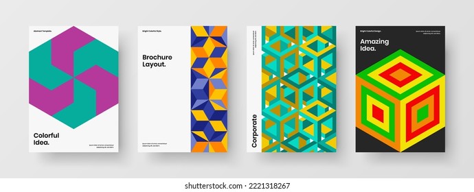 Abstrakte geometrische Hexagons-Flyer-Template-Zusammensetzung. Premium Corporate Identity A4 Design Vektorgrafik Layout Kollektion.