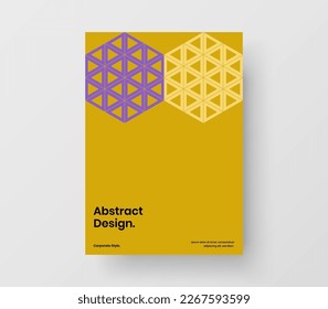 Abstract geometric hexagons front page concept. Original leaflet A4 design vector layout.