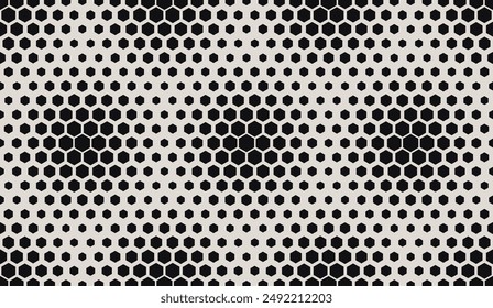 Abstract Geometric Hexagons Honeycomb Halftone Seamless Pattern. Hipster Fashion Design Print Hexagonal Pattern. Vector Illustration.