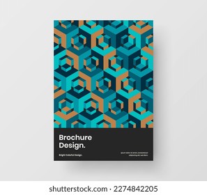 Abstract geometric hexagons leaflet template. Creative company brochure A4 vector design concept.