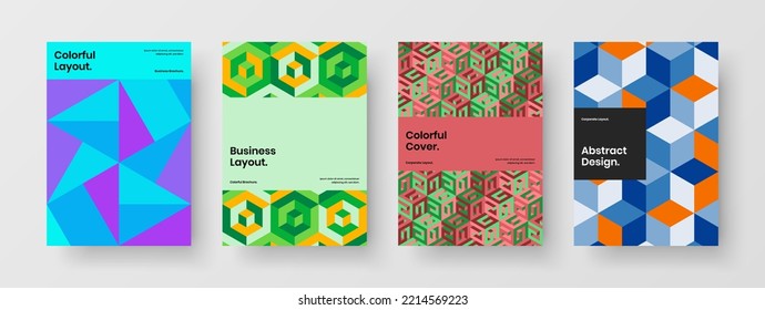 Abstract geometric hexagons placard illustration composition. Unique corporate cover vector design template collection.