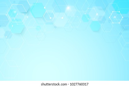 Abstract geometric hexagons shape and lines with science concept background