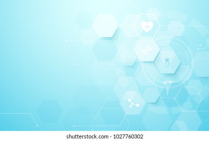 Abstract geometric hexagons shape medicine and science concept background