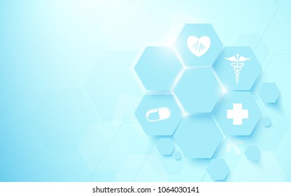 Abstract geometric hexagons shape medicine and science concept background