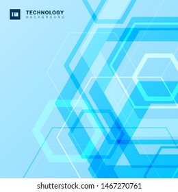 Abstract geometric hexagons shape technology digital futuristic concept blue background with space for your text. Vector illustration