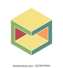 Abstract geometric hexagram design with muted pastel colors.  Ideal for presentations, websites, or branding projects needing a modern, minimalist aesthetic.