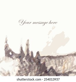 Abstract geometric hipster design background. Elegant vector bokeh texture. Graphite pencil retro illustration. Taupe color mosaic banner for design. Used as postcards, invitations & business cards. 