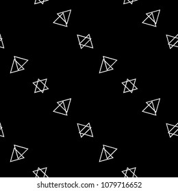 Abstract geometric hipster design print triangle pattern. Black and White vector illustration.