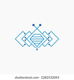 abstract geometric hive bee sign logo design vector illustration with futuristic, modern and unique styles isolated on white background. 