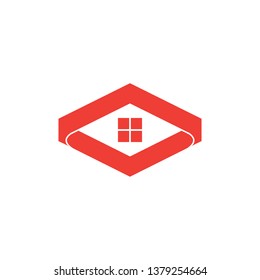 abstract geometric home shape 3d logo vector