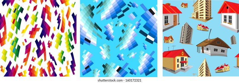 Abstract geometric and  with homes  bright seamless background 