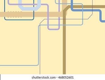 Abstract geometric horizontal background with multicolored pipes