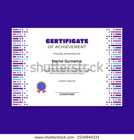 Abstract Geometric Horizontal Bar Certificate Design