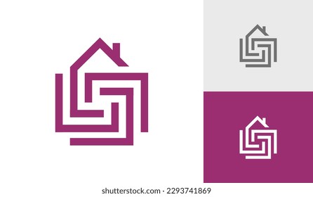 Resumen diseño del logotipo interior de la casa geométrica