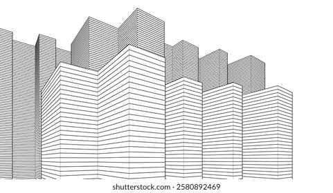 abstract geometric houses 3d rendering