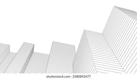 abstract geometric houses 3d rendering
