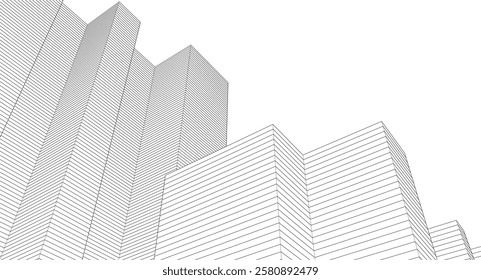 abstract geometric houses 3d rendering