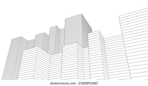 abstract geometric houses 3d rendering