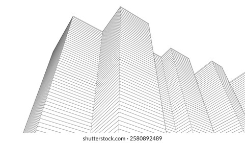 abstract geometric houses 3d rendering