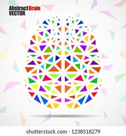 Abstract geometric human brain of colorful triangles. Vector