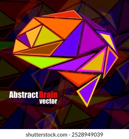 Abstract geometric human brain of colorful triangles, low-poly style, creativity, vector illustration