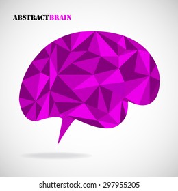 Abstract geometric human brain from colorful  triangles, isolated on white. Vector illustration. Eps 10