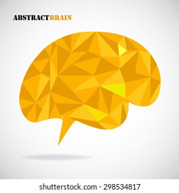 Abstract geometric human brain from colorful  triangles, isolated on white. Vector illustration. Eps 10