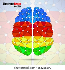 Abstract geometric human brain from colorful triangles. Vector illustration. Eps 10