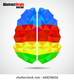 Abstract geometric human brain from colorful triangles. Vector illustration. Eps 10