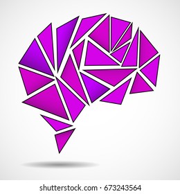 Abstract geometric human brain from colorful triangles. Vector illustration. Eps 10