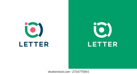 Abstract geometric ic letter logo design in a modern minimalist style, suitable for corporate branding, technology, and communication companies. Features adaptable color schemes.