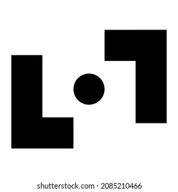 Abstract geometric icon with cross-hair like element for concentration, focus, alignment concepts