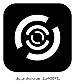 Abstract geometric icon with cross-hair like element for concentration, focus, alignment concepts