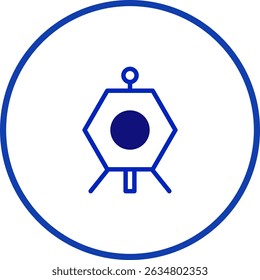 Abstract Geometric Icon Design with Hexagon and Circle Inside a Blue Frame