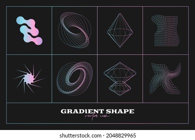 Abstract Geometric icon, shape collection. Line gradient vector illustration. Trendy hipster logotypes. Web design elements.