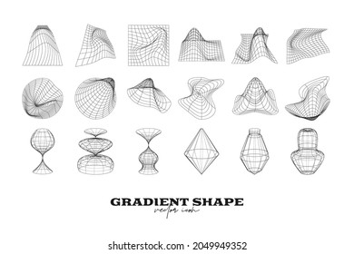 Abstract Geometric icon, shape collection. Line gradient vector illustration. Trendy hipster logotypes. Web design elements.