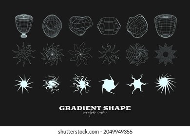 Icono geométrico abstracto, colección de formas. Ilustración vectorial de gradiente de línea. Lotipos hipster de moda. Elementos de diseño Web.
