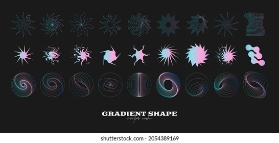 Abstract Geometric icon, shape collection. Line gradient vector illustration. Trendy hipster logotypes. Web design elements.