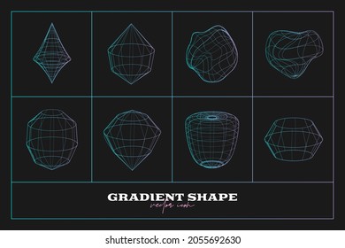 Abstract Geometric icon, shape collection. Line gradient vector illustration. Trendy hipster logotypes. Web design elements.