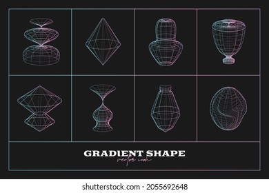Abstract Geometric icon, shape collection. Line gradient vector illustration. Trendy hipster logotypes. Web design elements.