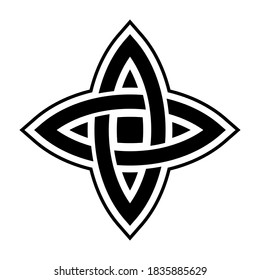 Abstract  geometric icon, sign in flat style. Four pointed star. Isolated on white background. Vector monochrome illustration.